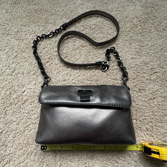 Beautiful Calvin Klein dark metallic silver crossbody  with hematite hardware - Picture 2 of 10